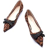 C.Paravano Women's Suede Bow Knot Ballet Flats Pointed Toe Slip-On Comfort Shoes for Casual & Formal Wear
