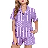 Arshiner Girls Pajamas Summer Outfit Kids Shorts Sets Button Down Loungewear Pjs