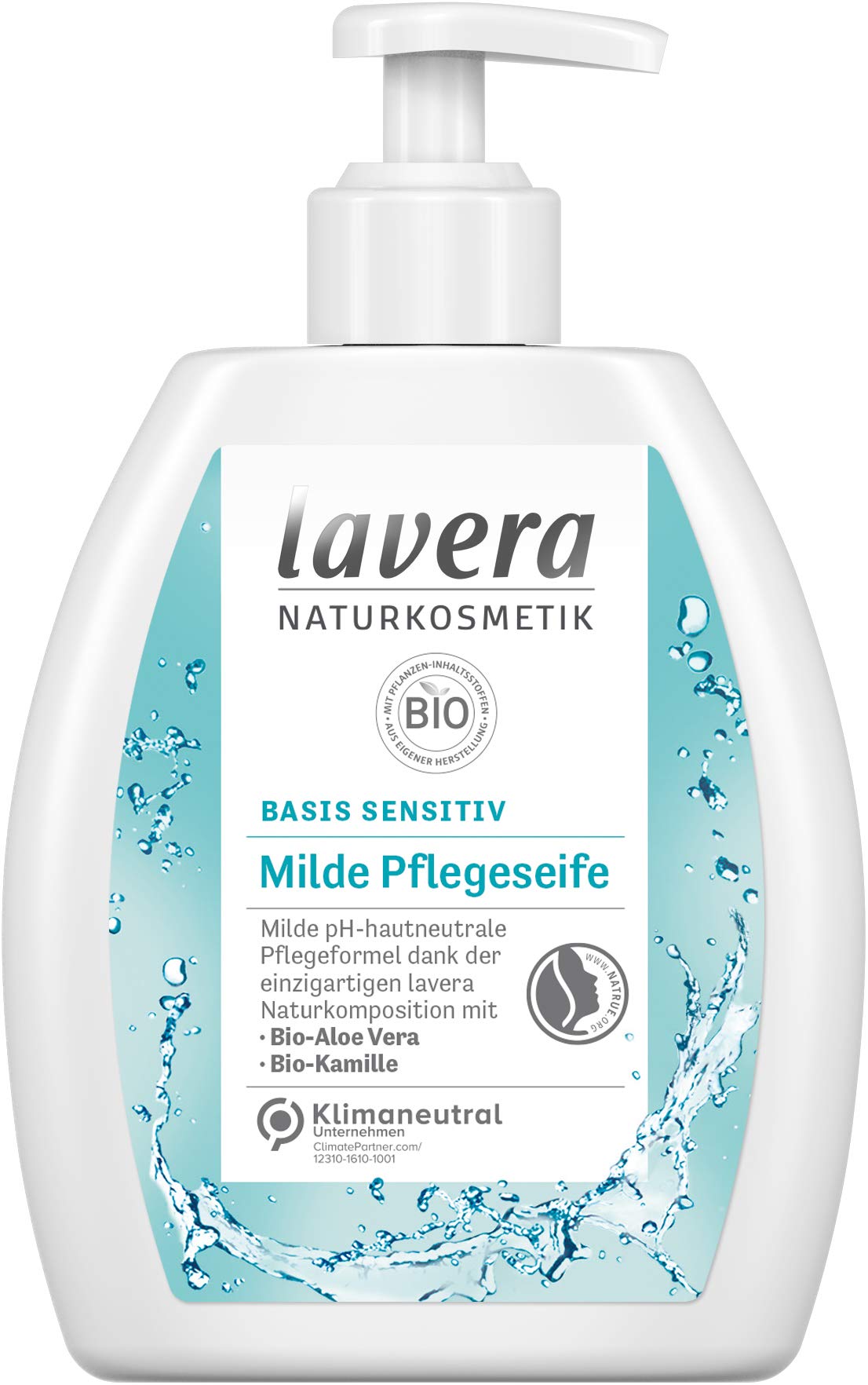 lavera Basis Sensitive Mild Care Soap, Organic Aloe Vera & Organic Chamomile Gan, pH Skin Neutral Care Formula, Pack of 6 (6 x 250 ml)