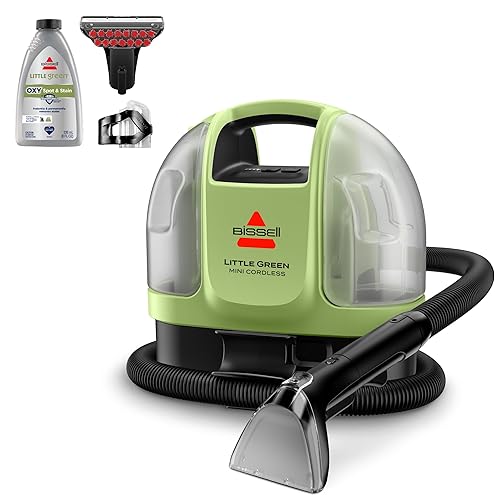 BISSELL Little Green Mini Cordless Portable Carpet and Upholstery Deep Cleaner, Car/Auto Detailer, with HydroRinse Self-Cleaning Tool and 4" Tough Stain Tool, 4015