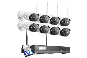 ZOSI 8CH 2K WiFi Home Security Camera System with 2TB HDD,8X 3MP Indoor Outdoor WiFi Cameras,Color Night Vision,Two-Way Audio,Light & Siren Alarm,2K H.265+ 8CH NVR Recorder for 24/7 Recording
