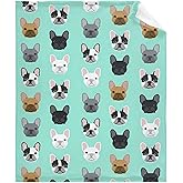 Lynnezilla French Bulldog Faces Pattern Throw Blanket | Flannel Fleece Ultra Soft Bedding Quilt Home Decor | Lightweight Soft Cozy Luxury Blanket for All Season Extra Small 40x30in for Pets