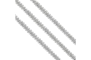 VOOMOLOVE Length 22Yards Silver 0.8cm/0.3in Wide Fabric Decorative Lace Webbing for All Kinds of Sewn Garments, Curtains, Sewing and DIY Crafts Lamps Furniture Decoration Gimp Braid Trim (Silver - 0.8)