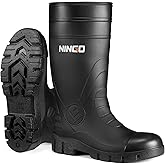NINGO Steel Toe Rain Boots for Men, Waterproof PVC Rubber Boots with Puncture & Slip Resistant Design, Outdoor Knee High Mud Rainboots, Durable Fishing Footwear for Garden, Agriculture Industrial