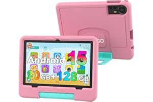IWEGGO Android 15 Kids Tablet with EVA Case, 10 inch Tablet for Kids, 20GB RAM+128GB ROM/MAX 2TB, 1280 * 800 IPS HD Eye-Care Touch Screen, 2.0GHz Quad-core Toddler Tablets, 5G WiFi6, Widevine L1 Pink