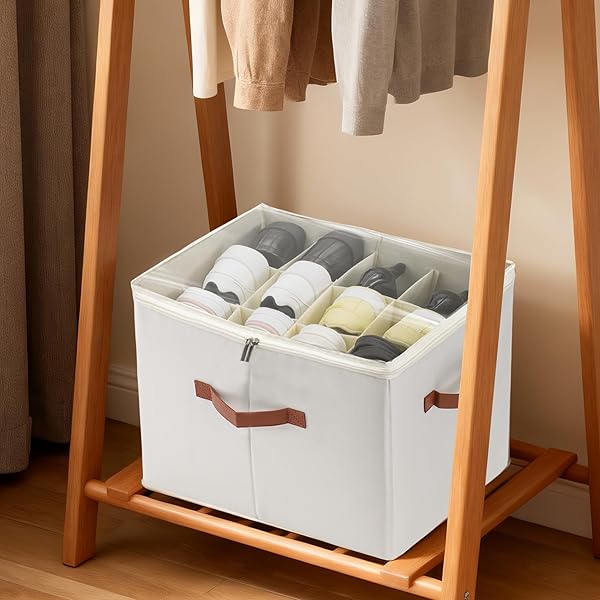 KITHERO 2-PACK SHOE ORGANIZER FOR CLOSET, FOLDABLE SHOE STORAGE CONTAINER WITH ADJUSTABLE DIVIDERS & CLEAR LID, HOLDS UP TO 12 PAIRS, SPACE-SAVING SHOE BOXES, WHITE