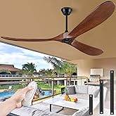 BOOSANT 72" Ceiling Fans Without Lights, 72 inch Ceiling Fan No Light, High CFM Quiet 3 Blade Wood Walnut Ceiling Fan, Large 