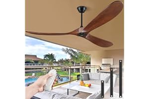 BOOSANT 72" Ceiling Fans Without Lights, 72 inch Ceiling Fan No Light, High CFM Quiet 3 Blade Wood Walnut Ceiling Fan, Large Modern Outdoor Fan with Remote, Propeller Outdoor Ceiling Fans for Patios