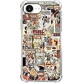 hendicow Case for iPhone 16e with Superhero Design,Cartoon Comic Pop Culture Art Collage,Clear Soft TPU Bumper Case,6.1"(Hero,16e)