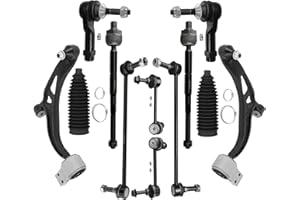 SCITOO 12-PC SET Suspension Kit For 2011-2019 For Ford Explorer For Ford Police Interceptor Utility Front Lower Control Arm And Ball Joint Inner Outer Tie Rod End Sway Bar End Link Steering Boot