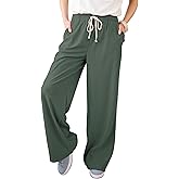 Ailoqing Women's Casual Corduroy Pants Drawstring Elastic Mid-Rise Straight Leg Pants Loose Comfy Trousers with Pockets