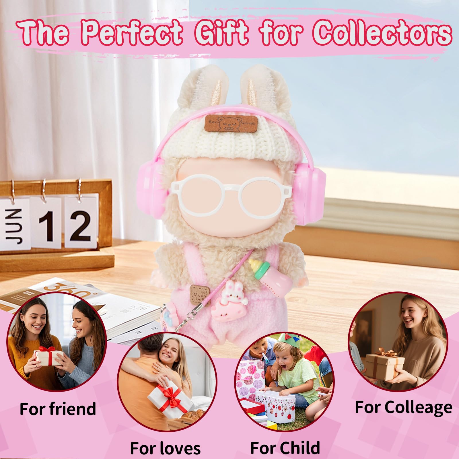 8-Piece Set Dolls Clothes(NO Doll), 17cm Dolls Cute Outfit Accessories, Small Clothes Set for Doll, Gift for Women(Pink)