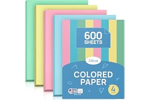 Alitte Colored Paper 8.5 x 11 - Copy Paper, 600-Pack Letter Size for Printer, Arts & Crafts, DIY Projects - Pink, Green, Blue, Yellow - School & Office Supplies - 150 Sheets Per Color