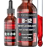 VITBOOST Vegan Liquid B-12 Drops – 60 x 5000 mcg Extra Strength Raspberry Flavored Vitamin B12 Liquid Methylcobalamin sublingual Supplement | Designed to Maximize Absorption & Energy | Gluten Free