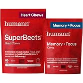 HumanN SuperBeets Heart Chews &amp; Memory + Focus Chews, with Beet Root Powder and clinically Studied nootropics, Nitric Oxide Support, Mental Alertness, 90 Count