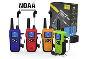 Topsung Walkie Talkies for Adults Long Range Rechargeable with Earpiece NOAA Weather Alert, Multi-purpose 2 Way Radio 4 Pack for Team Work Senior Care Kid Adventure Family Camping Hiking Skiing Cruise