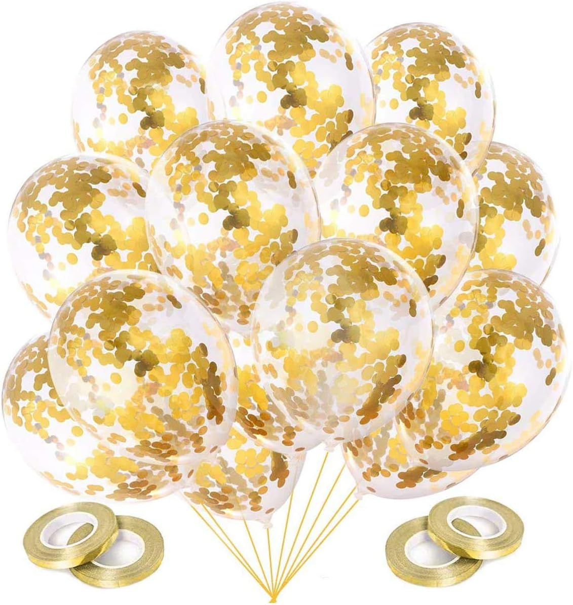 LAKIND 60pcs Gold Confetti Balloons,12 Inch Latex Party Balloons with Gold Glitter Balloons for Party Decorations, Wedding Engagement Baby Shower (Gold)