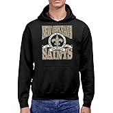 Hybrid Sports NFL - New Orleans Saints - Stacked Banner Circle - Men's and Women's Pullover Hooded Fleece Sweatshirt - Size Small - BLACK