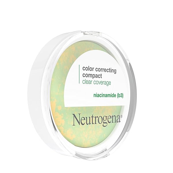 NEUTROGENA CLEAR COVERAGE COLOR CORRECTING POWDER MAKEUP COMPACT, MATTIFYING CC POWDER WITH NIACINAMIDE & GREEN & YELLOW POWDERS TO EVEN TONE, BRIGHTEN, & CONTROL SHINE, OIL-FREE, 0.38 OZ
