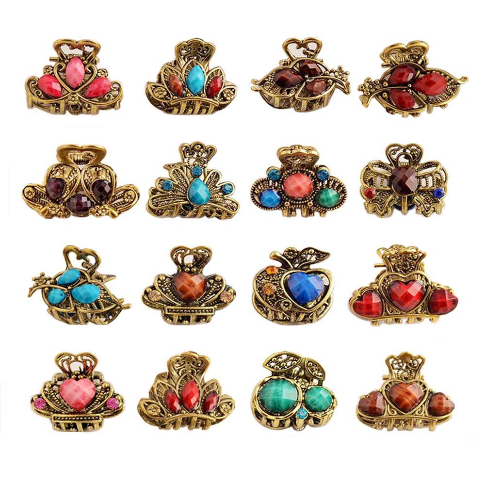 12 Pcs Hair Clips - Vintage Mini Jaw Claw Clips, Metal Hair Clamps, Butterfly Jaw Clips for Girl Women Hair DIY Accessory (Random Style)