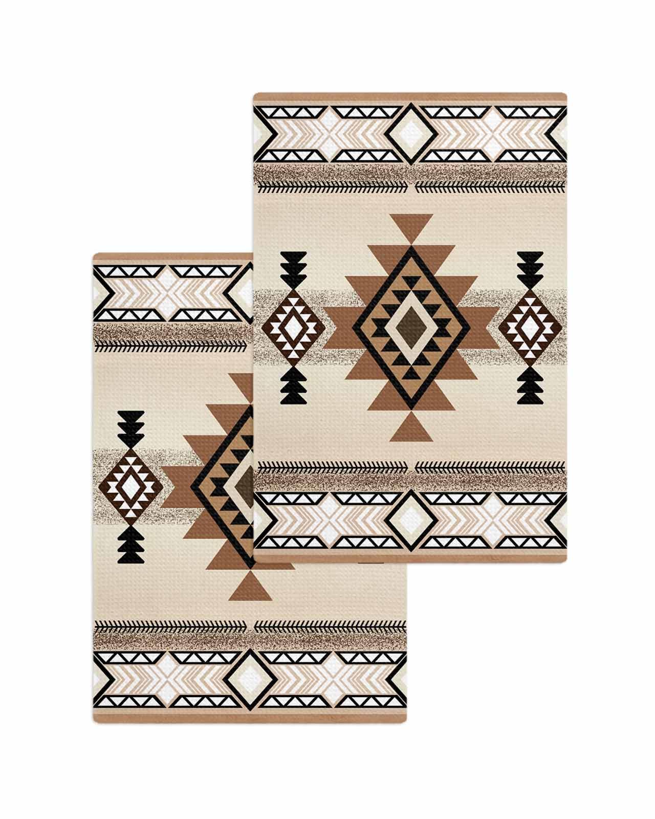 Photo 1 of Vintage Native American Southwest Dish Towels Set, Waffle Weave Kitchen Towels Microfiber Towels Cleaning Tribal Indian Ethnic Soft Absorbent Dish Drying Towels Hand Towels 2 Pack 15.7x23.6 In