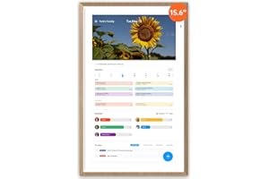ApoloSign 15.6-inch Digital Calendar: Dual Mode Calendar with Google Play & Multi-calendar Sync, Electronic Planner & Chore Chart, Smart Touchscreen, Interactive Display for Family Schedules (Teak, 15.6")