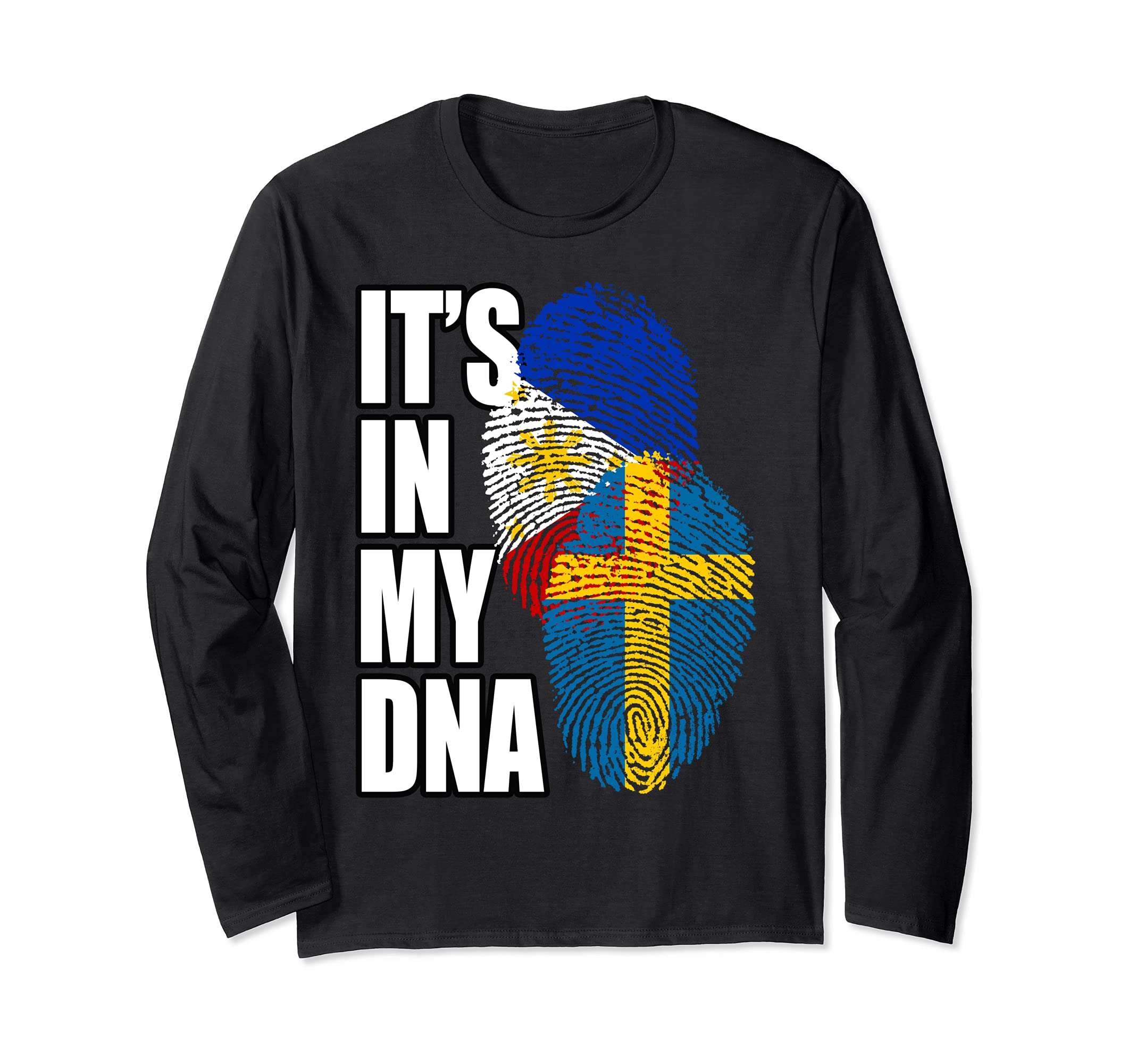 Sweden And Filipino DNA Mix Flag Heritage Long Sleeve T-Shirt