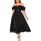 EYWOL Plus Size Formal Wedding Guest Dresses for Women - 3 Wear Styles Elegant Embossed Jacquard Dress