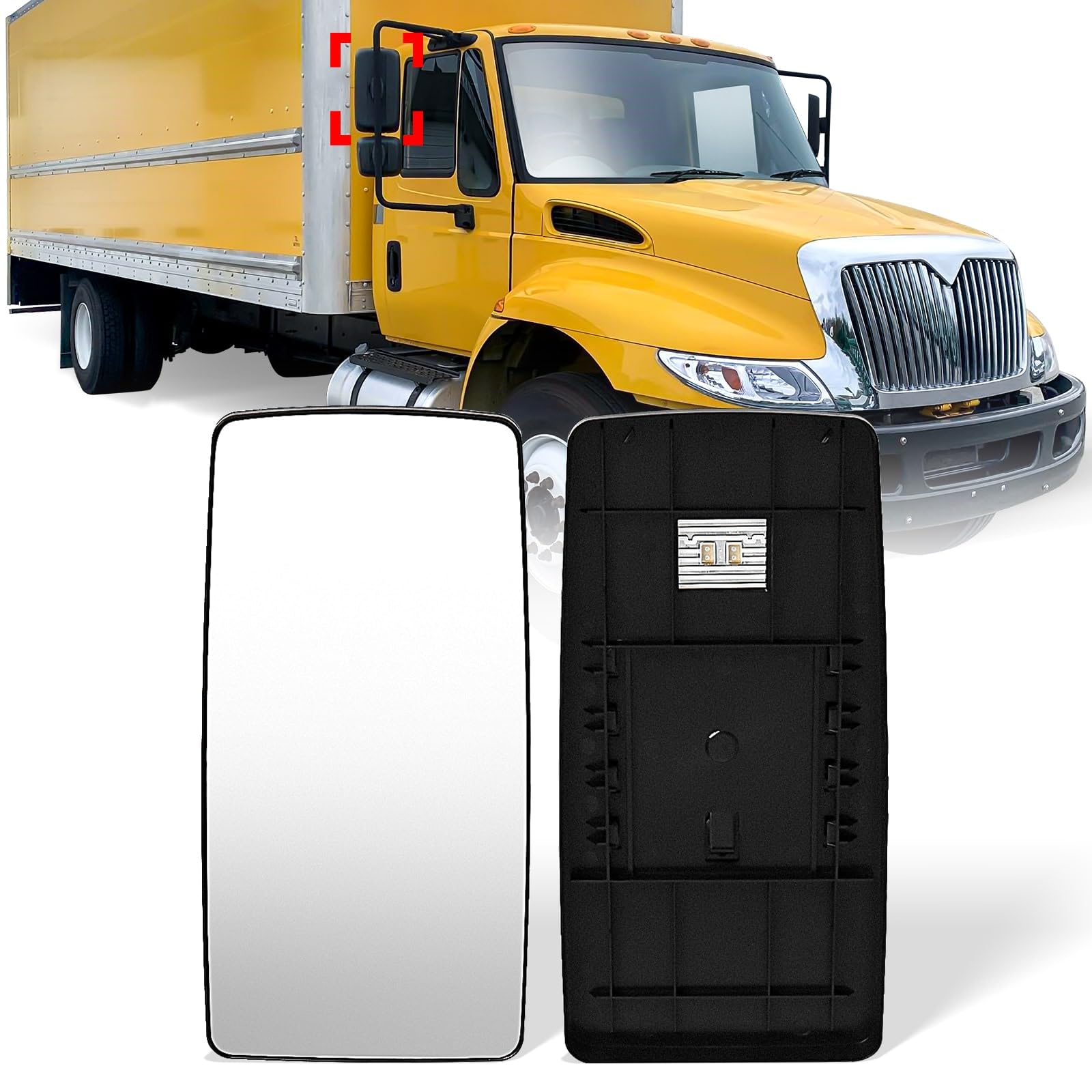 Photo 1 of High Soar Upper Mirror Glass with Defrost Heated fit for International 4300 4400 7400 7600 Door Main Mirror International DuraStar Workstar Prostar, Universal Side