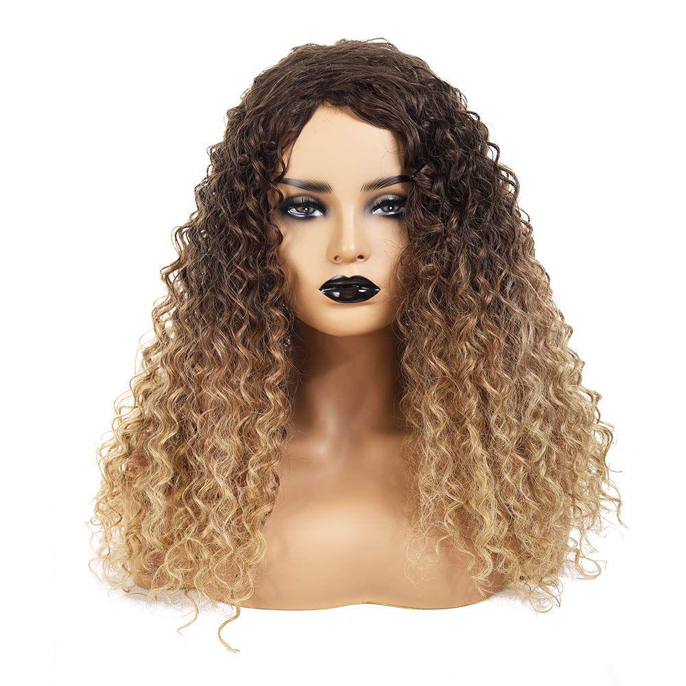 YanT Hair Synthetic Wigs For Women Curly Wig Ombre Color Wig About 18 inches #T4/27 Color