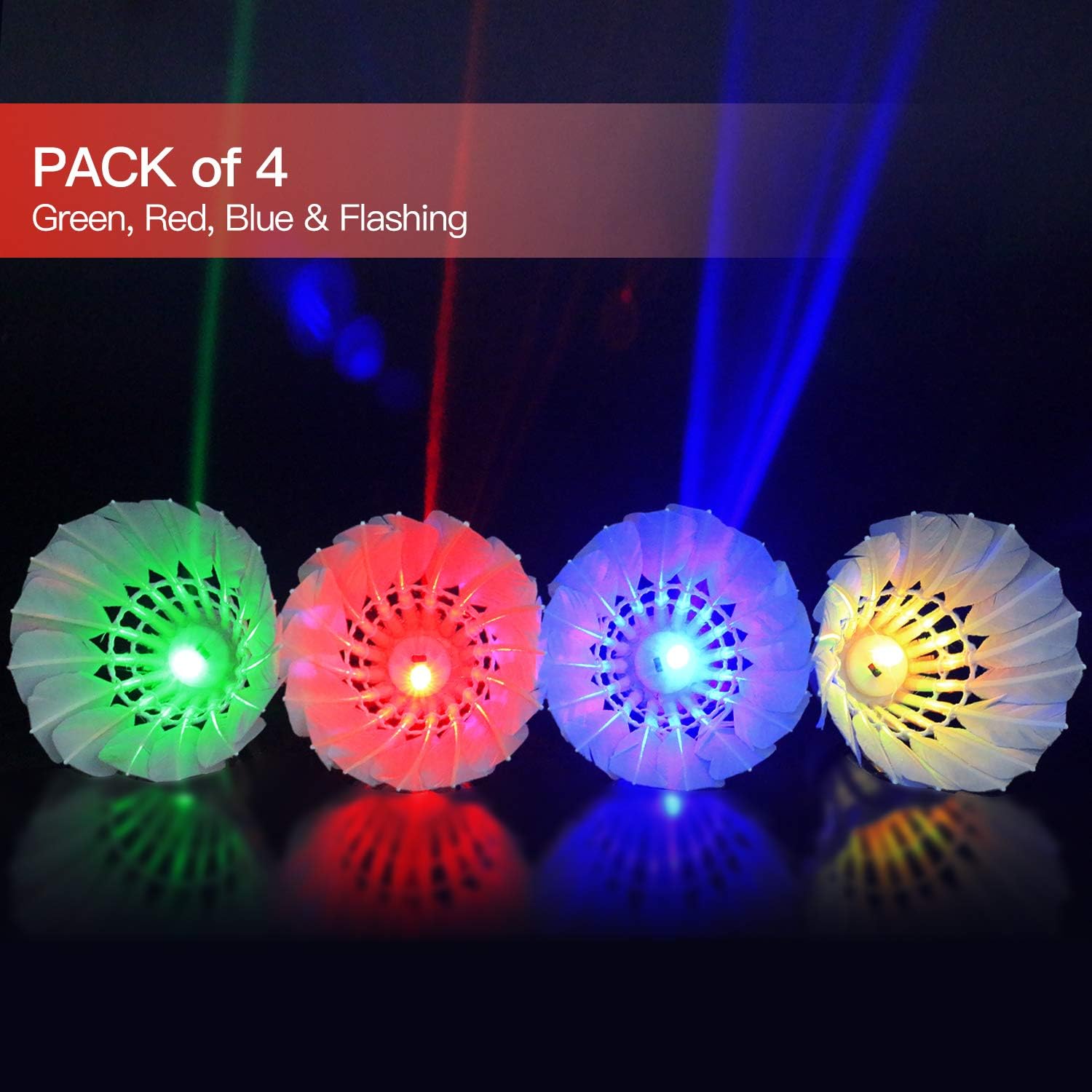 Novelty Place Led Badminton Shuttlecock Set Birdies for Yard Games, Outdoor Indoor Sports Toys (4 Pack) : Garden & Outdoor
