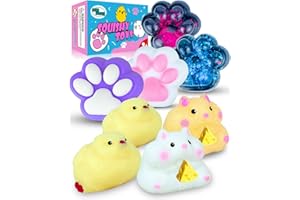 JANESVISSY Taba Squishy Toys Pack,Fufu Toys Set,Squishies Set Include 4 Taba Cat Paws,2 Chick,2 Squishy Hamster,Stress Relief Toy, Mochi Squeeze Toys, Fidget Cute Stuff for Girls, Boys, Kids and Adults