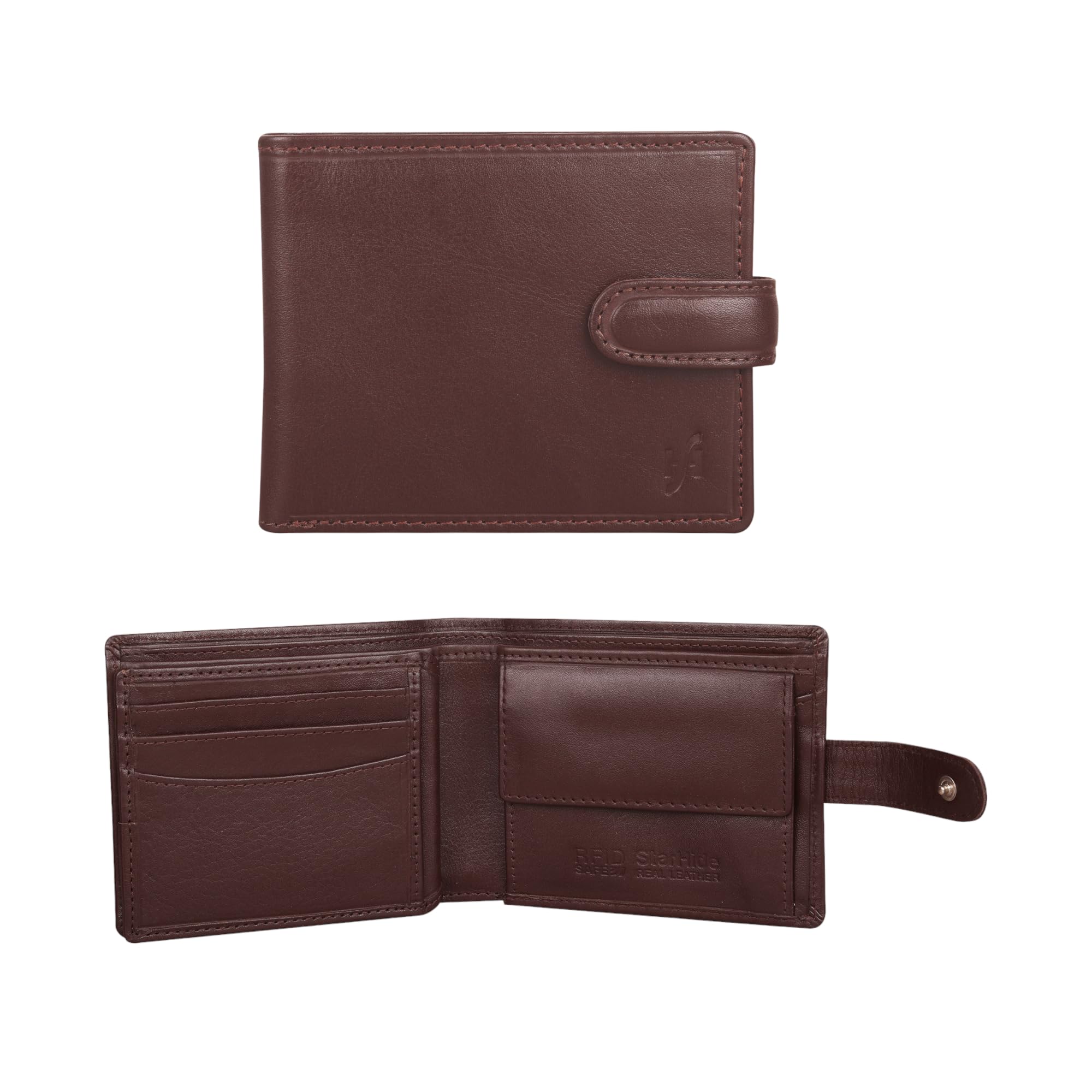 STARHIDE RFID Blocking Wallets for Men UK - Real Soft Leather Id Card Wallet - Cardholder Coin Pocket Money Organiser Purse Gift Boxed #1212 (Brown)