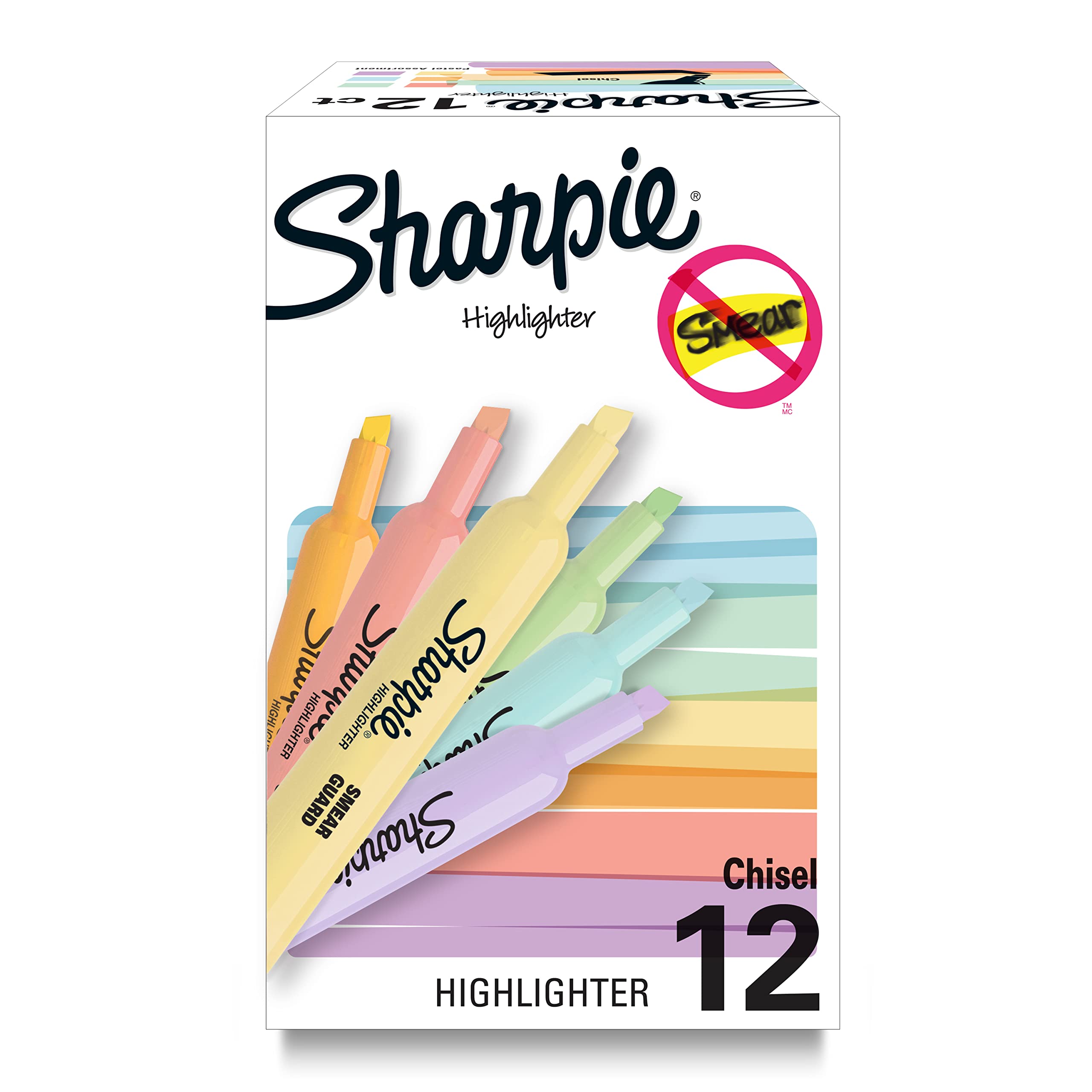 Photo 1 of Sharpie Tank Highlighters Mild Pastel Colors Assorted Chisel Tip 12 Count