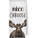 BlissfulAbon Funny Bathroom Hand Towels - Funny Moose Decorative Waffle Weave Hand Towels for Bathroom, Farmhouse Hand Towel, 16×24 Inches