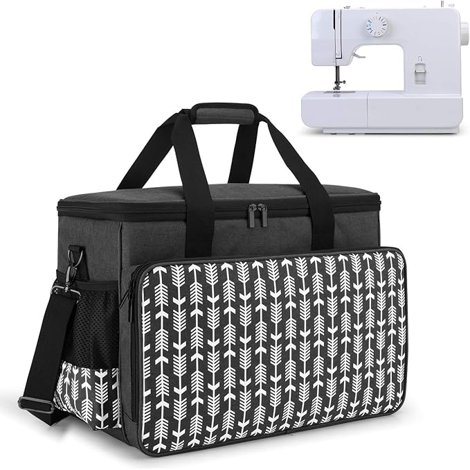 Yarwo Sewing Machine Carrying Case with Bottom Wooden Board, Universal