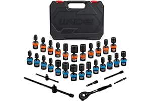 LLNDEI 1/4-Inch Drive Swivel Socket Set, 32 Pieces Standard SAE(5/32 to 9/16") Metric Size(4-15mm) CR-MO Wobble Sockets, 6 Point with Ratchet Wrench Handle, Extension Bars and Adapter