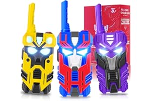 BTMBORY Transform Walkie Talkies for Kids Robot Toys, 3 Pack with Cool Light-Up Eyes & 2500 FT Range, Outdoor Camping Toys, Birthday Gifts for Boys Girls Ages 3-12