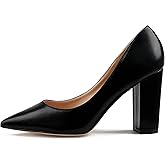 JOY IN LOVE Chunky Heels for Women High Block Heel Pointy Toe Dress Work Pumps
