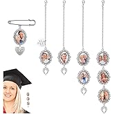5 Pcs Graduation Cap Photo Charm Graduate Memorial Tassel Picture Charms with Angel Wing Personalized Bouquet Tassel DIY Grad Photo Chain for Class of Grad Cap Gown Ceremony Caps Charm Decor