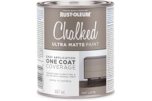 Rust-Oleum Chalked Ultra Matte Paint Multi-Surface DIY Paint for Cabinets, Furniture, Crafts in Oat Latte (396779), 887 mL