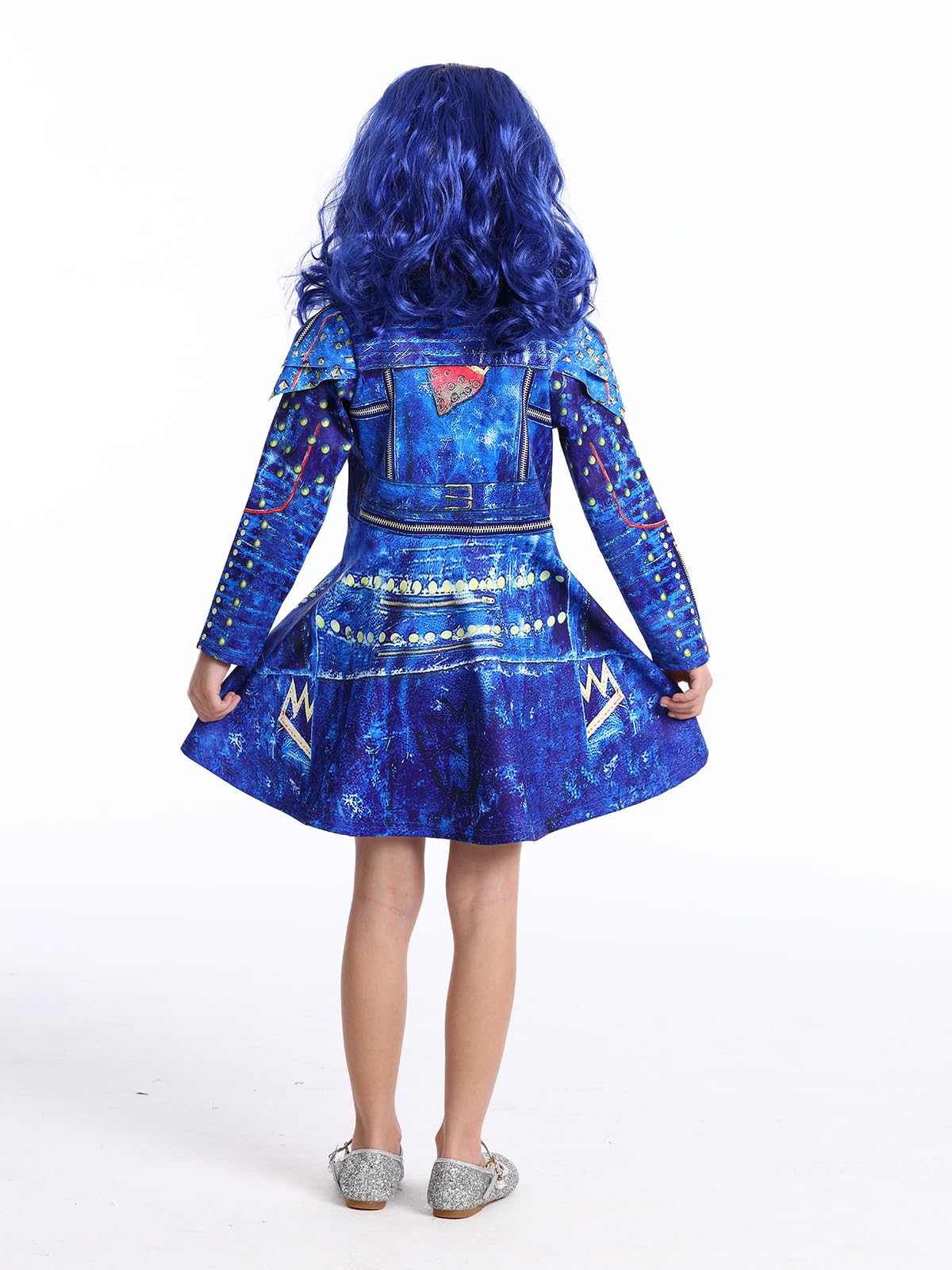 WonderBabe Girls Costume Zipper Jacket Long Sleeve Dress Kids Halloween Costume Party Cosplay Outfit