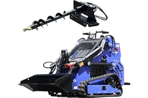 DigMaster 23HP Skid Steer Loader, Compact Twin-Cylinder Engine with Quick Attach System, Rubber Tracks, Heavy-Duty Mini Loader for Landscaping, Farming (DM-SS380+Auger)