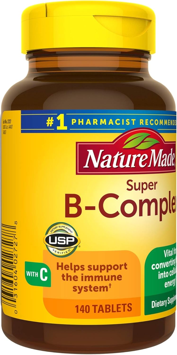 Nature Made Super B-Complex with Vitamin C Tablets, 140 Count Value Size for Metabolic Health† (Packaging May Vary): Health & Personal Care