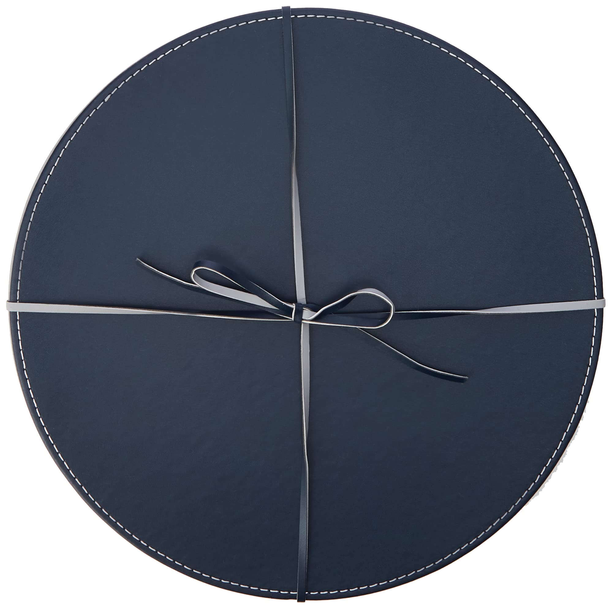 Creative Tops Round Placemats, Faux Leather, Grey/Navy, 29 cm, Set of 4 Table Mats