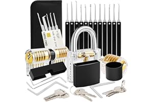 KOOVDEM Lock Set with Picking Keys, Aluminum Lock Kit Locker Lock Kit Outdoors Picks Padlock with 6 Keys for School Gym Locker, Office, Garage, Shed, Fence, Warehouse Gate-Locks