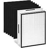 83190 Replacement Filter Compatible with Sears/Kenmore Air Purifier Models: 83190 83250 85250 Air Purifier Filter, 2 HEPA Filter + 6 Activated Carbon Pre-Filters Upgrade Version