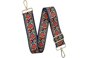 Model Worker Canvas Purse Strap 1.5" Wide Handbag Purse Strap Adjustable Canvas Replacement Crossbody Strap Guitar Style Multicolour Strap with Gold Metal Buckle (Style9)