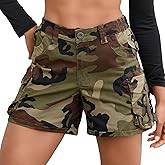Alfiudad Cargo Shorts for Women Trendy Cotton High Wasited Casual Summer Stretchy Utility Shorts with Zipper Pockets