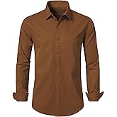 LOCALMODE Mens Stretch Slim Fit Dress Shirts Lightweight Soft Long Sleeve Casual Button Down Shirts